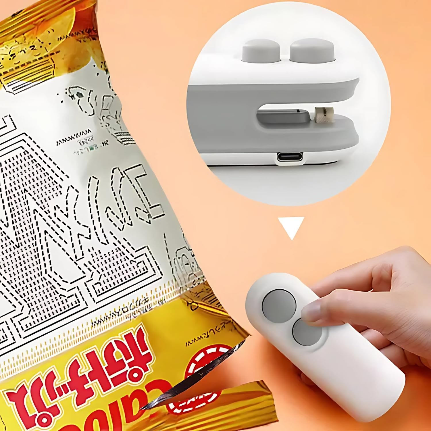 جهاز لحام الأكياس المحمول من ميدورا – قابل لإعادة الشحن عبر USB-C – 2 في 1 (لحام + قاطع) – تصميم مغناطيسي محمول – لون أبيض